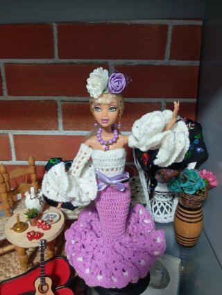 Vestido Flamenca Barbie/My Scene Crochet Lila