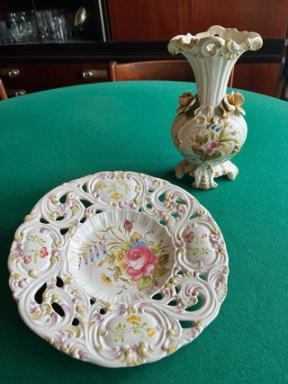 Vaso e piatto decorativo di Bassano del Grappa