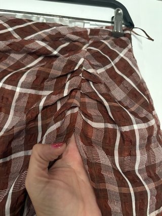 Falda Zara cuadros marrón y blanco