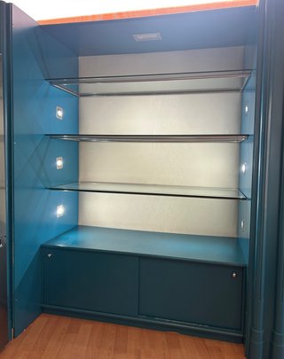 Estantería expositora cristal y madera