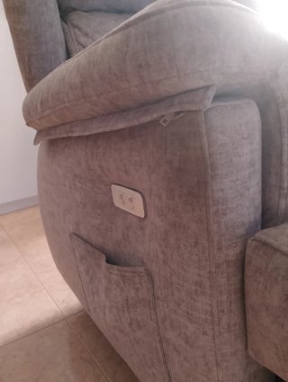 Sillón relax tela beige/gris
