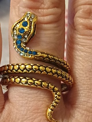 Anello Serpente Egiziano zirconi Blu acciaio