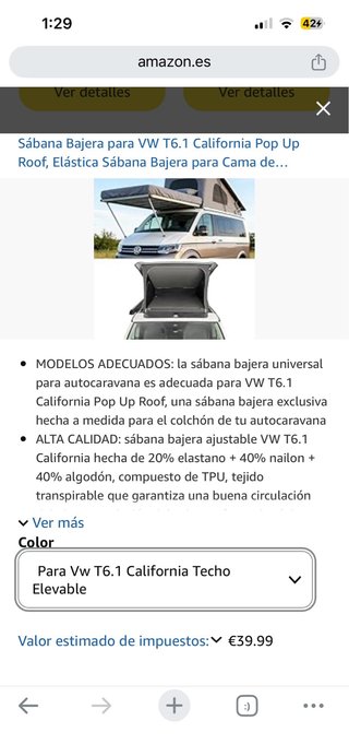Sábana Bajera VW T6.1 California Pop Up