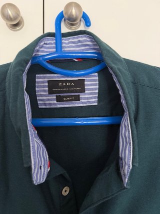 Camisa Slim Fit Zara Verde Talla M