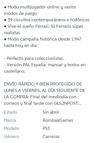 🇪🇦Precintado. Juego PS3 Test Drive Ferrari Racin