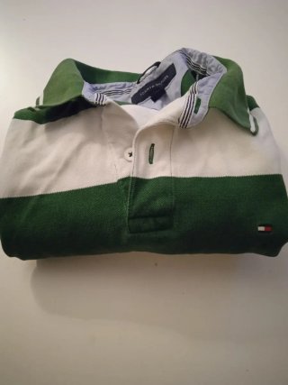 Polo Tommy Hilfiger Rayas Verde y Blanco