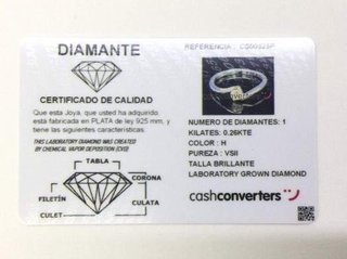 anillo plata 925mm con piedra con diamante de laboratorio t. 13 (16,88 mm)