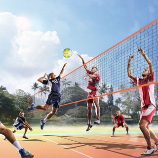 Red de Voleibol de 4 Vías, Conjunto de Red de Badminton de Altura Ajustable para Patio, Playa y Césped, Red de Voleibol Portátil para Exterior con Bolsa de Transporte, Conjunto de Juego Cuadrado d...