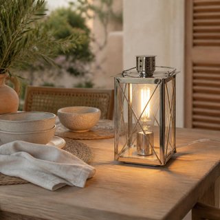 Lámpara de mesa Eglo Donmington farol vidrio