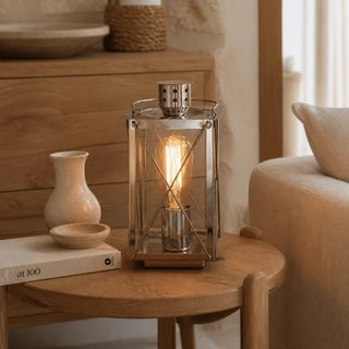 Lámpara de mesa Eglo Donmington farol vidrio