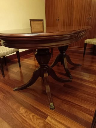 Mesa comedor extensible y 6 sillas madera