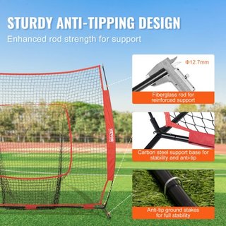 213.4 x 213.4 cm Red de Práctica de Béisbol y Softbol, Red de Entrenamiento de Béisbol Portátil para Golpear, Batear, Atrapar, Lanzar, Equipo de Entrenamiento de Béisbol con Bolsa de Transporte y ...