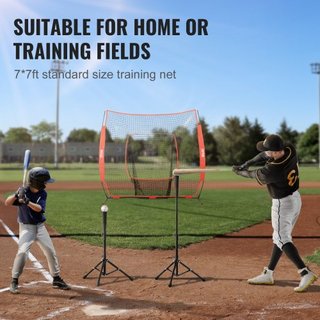 213.4 x 213.4 cm Red de Práctica de Béisbol y Softbol, Red de Entrenamiento de Béisbol Portátil para Golpear, Batear, Atrapar, Lanzar, Equipo de Entrenamiento de Béisbol con Bolsa de Transporte y ...
