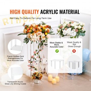2 Supporti per Fiori da Matrimonio Altezza 80 cm, con Laminato Acrilico, Colonne per Vasi Acrilici Geometrici, Supporti per Esposizione Floreale per Eventi, Ricevimento, Decorazione...