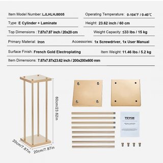 4PCS Supporto per Fiori da Cerimonia Nuziale in Metallo Dorato, 60 cm di Altezza con Laminato Metallico, Supporti Geometrici per Vasi, Espositore Cilindrico per Fiori