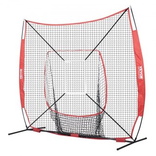 Red de práctica de béisbol y softbol de 7x7 pies, red de entrenamiento portátil para bateo, captura y lanzamiento, equipo de béisbol de respaldo con marco de arco, bolsa de transporte, zona de str...
