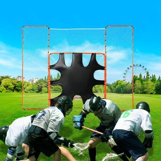 3-en-1 Meta de Lacrosse con Red de Respaldo y Objetivo, Red de Lacrosse de 12' x 9', Equipo de Rebote de Lacrosse de Marco de Acero para el Jardín, Red de Entrenamiento de Montaje Rápido y Fácil, ...