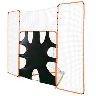 3-en-1 Meta de Lacrosse con Red de Respaldo y Objetivo, Red de Lacrosse de 12' x 9', Equipo de Rebote de Lacrosse de Marco de Acero para el Jardín, Red de Entrenamiento de Montaje Rápido y Fácil, ...