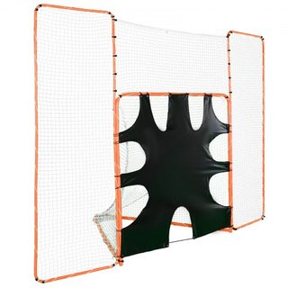 3-en-1 Meta de Lacrosse con Red de Respaldo y Objetivo, Red de Lacrosse de 12' x 9', Equipo de Rebote de Lacrosse de Marco de Acero para el Jardín, Red de Entrenamiento de Montaje Rápido y Fácil, ...