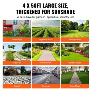 Tela de Barrera de Maleza para Jardín, 4*50FT Tela de Jardín Pesada para Control de Maleza, Tela Geotextil PP Tejida, Tela para Entrada, Tela Geotextil para Paisajismo, Cubierta del Suelo, Mat de ...