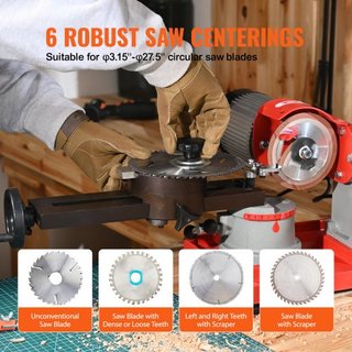 Afilador de Hoja de Sierra Circular 370W 3600RPM y Rueda de Pulido de 5 pulgadas