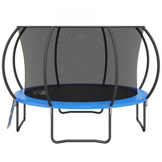 Trampolín de 12 pies, trampolín de 400 lbs con red de seguridad, escalera y poste curvado, trampolín de alta resistencia con tapiz de salto y acolchado de resorte, trampolines recreativos al aire ...