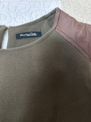 Falda midi Massimo Dutti verde oliva