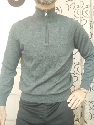 Maglione grigio con zip Next marina yachting lana