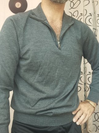 Maglione grigio con zip Next marina yachting lana