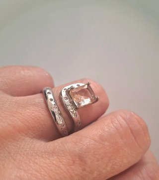 Anillo Plata Circonita Champán Ajustable