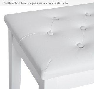 Taburete de Piano Profesional con Compartimento de Almacenamiento Ecopiel, Madera 76 × 36 × 50Cm Blanco