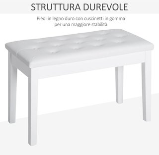 Taburete de Piano Profesional con Compartimento de Almacenamiento Ecopiel, Madera 76 × 36 × 50Cm Blanco