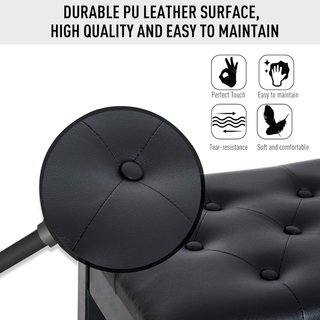 HOMCOM Taburete de Piano Profesional con Compartimento de Almacenamiento Ecopiel, Madera 76 X 36 X 50Cm Negro Taburete Banco Silla para Piano con Compartimento de Almacenamiento