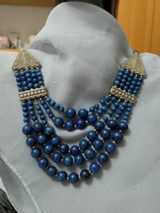 Collana vintage lapislazzuli blu e argento
