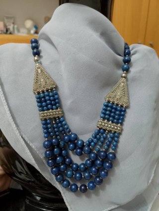 Collana vintage lapislazzuli blu e argento