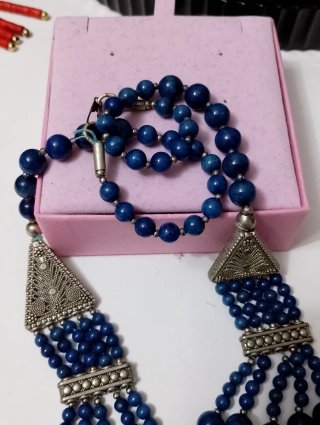 Collana vintage lapislazzuli blu e argento