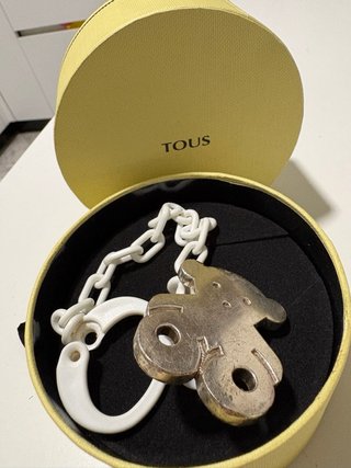 Cadena Tous Oso Plata y Blanco para chupetes