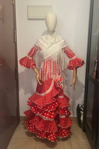 Traje Flamenca Volantes Rojo Lunares