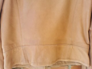 Cazadora cuero Massimo Dutti beige