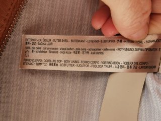 Cazadora cuero Massimo Dutti beige