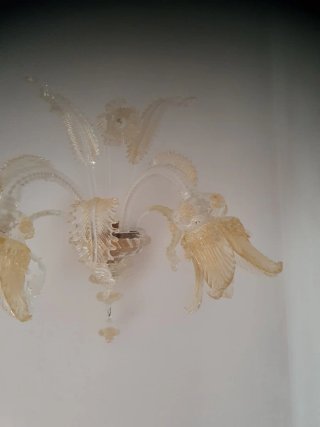 Applique Murano 2 luci oro trasparente