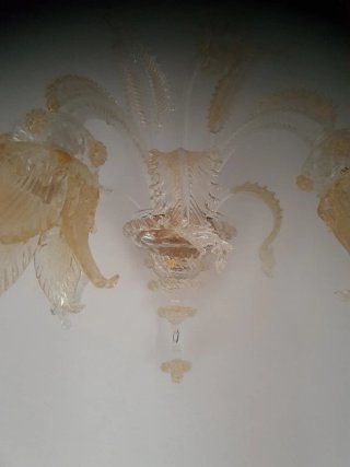 Applique Murano 2 luci oro trasparente
