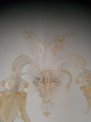 Applique Murano 2 luci oro trasparente