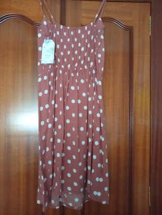 Vestido lunares rosa y blanco