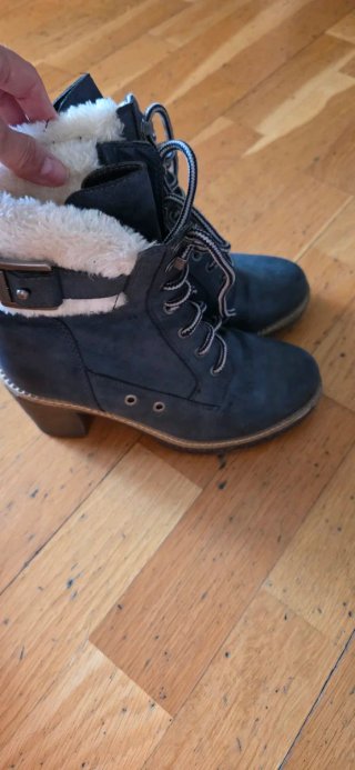 Botines de tacón azul mujer