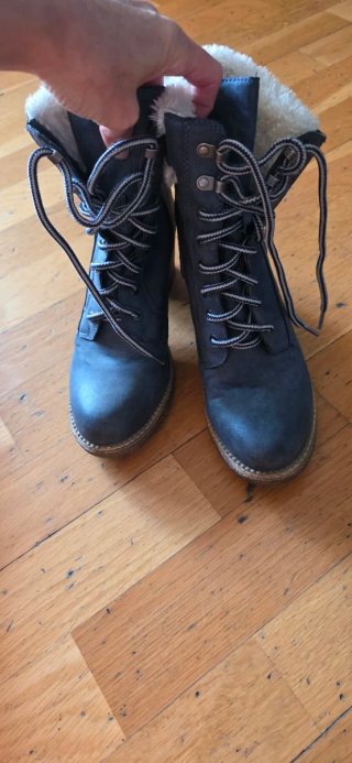 Botines de tacón azul mujer