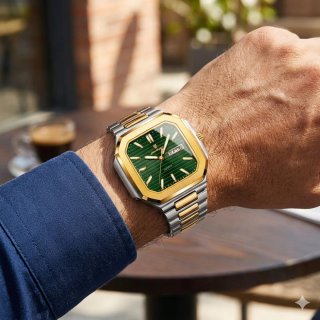 Reloj Poedagar Hombre Oro y Verde