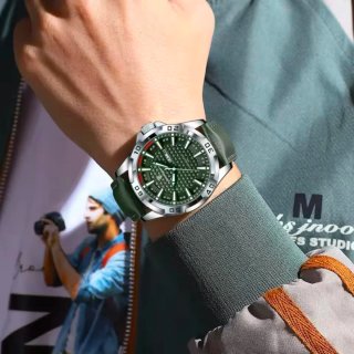 Reloj Poedagar Hombre Verde y Plateado