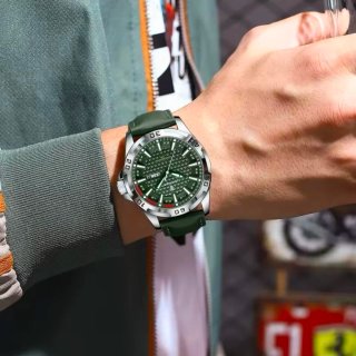 Reloj Poedagar Hombre Verde y Plateado