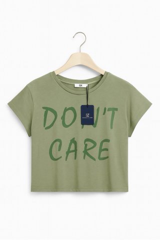 Nueva con etiq Camiseta verde corta Don't Care XS